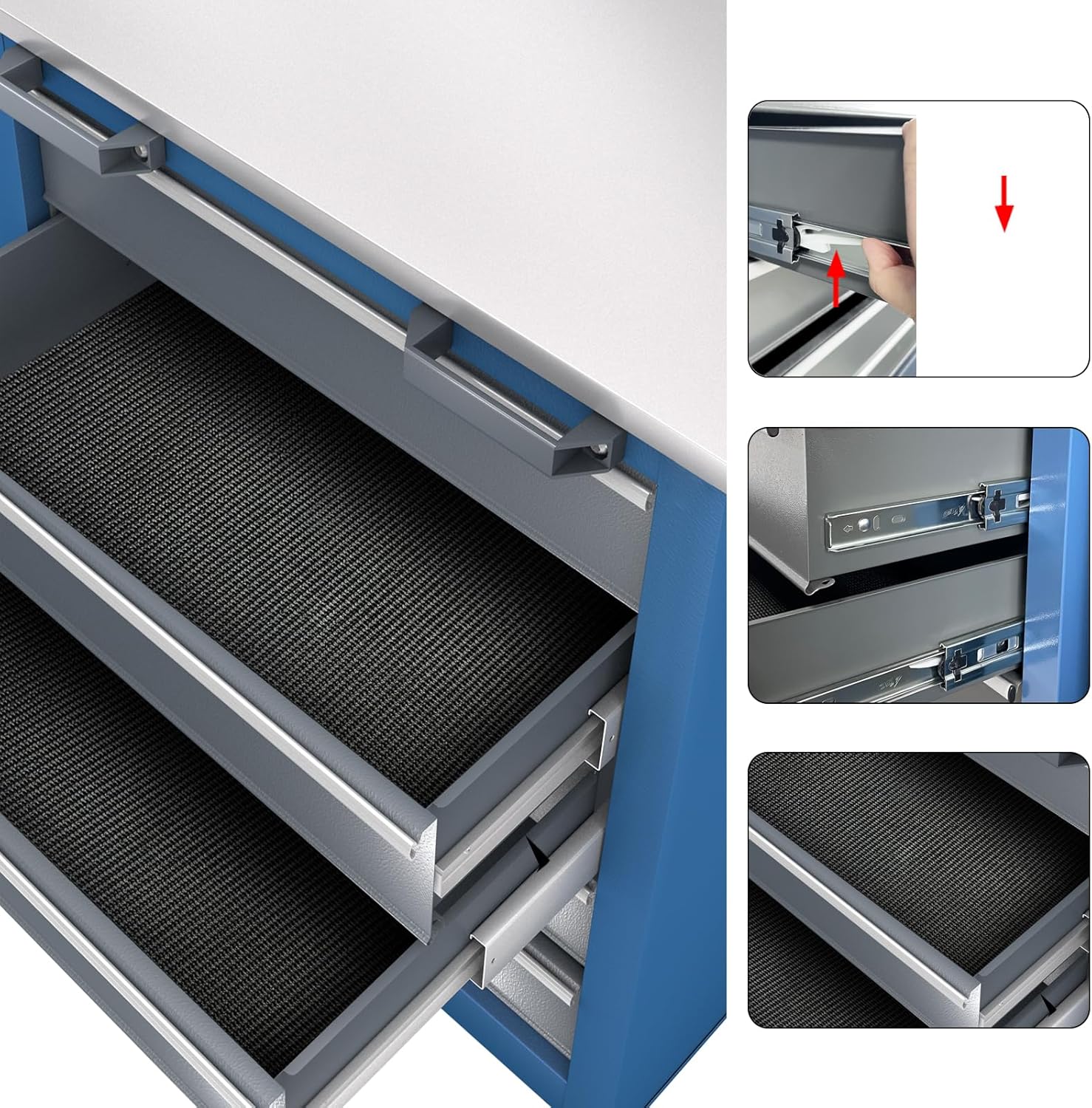 LARBANKE 3 Different Types Tool Chest Combination,Rolling Tool Chest with Stainless Countertop,Tool Cabinet with Connection Buckle,Wheels and Foot Pads,Portable Tool Box Inside