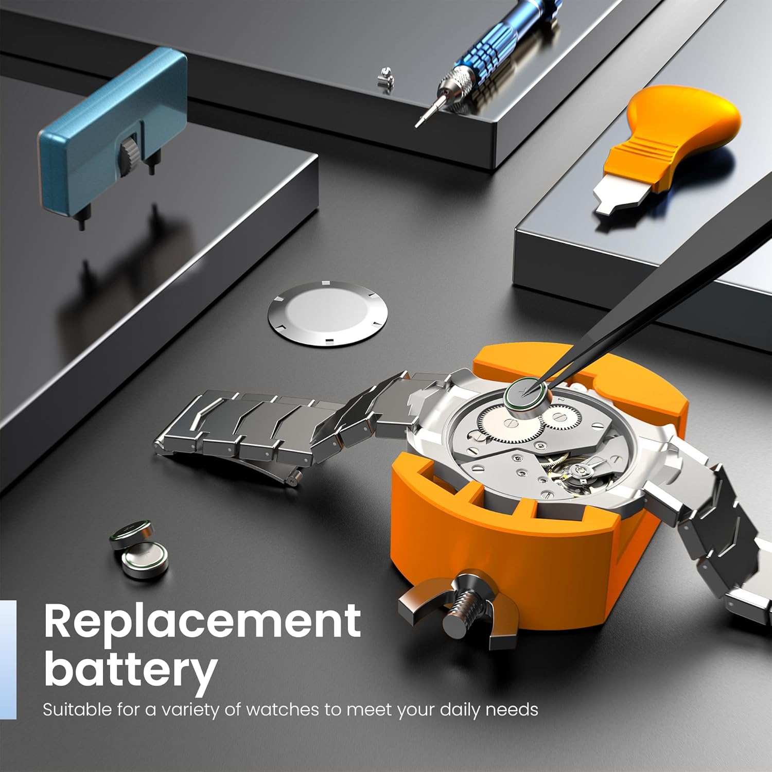 JOREST Watch Repair Kit for Battery Replacement & Link Removal, Resizing &Opener, Watch Repair and Cleaning Screwdriver Set, Wrench Back Remover, Spring Bar Tool