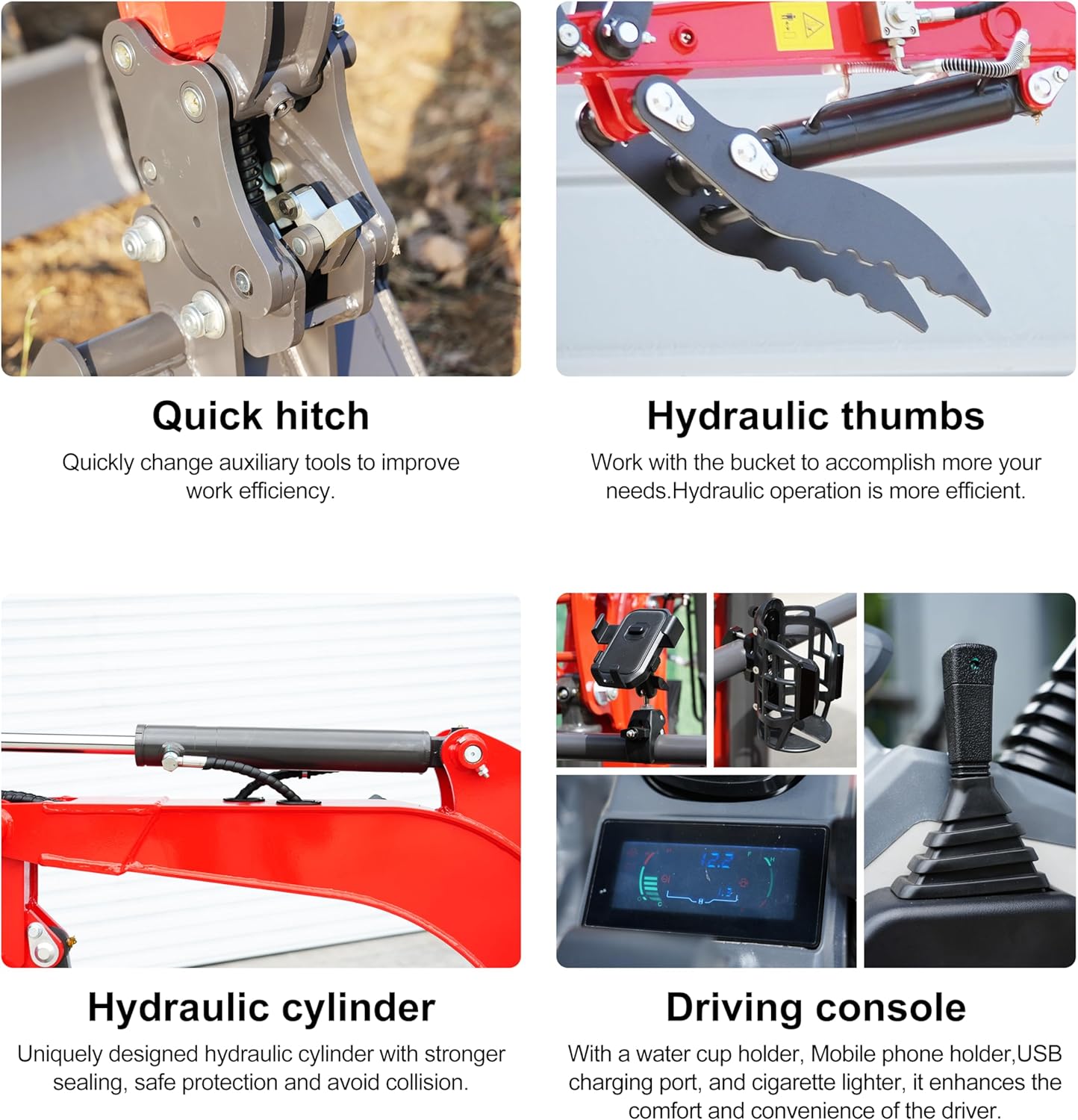 Upgraded Version HY16C 1.6T Mini Excavator, KubotaDiesel 14HP, w/Pilot Controls Side Swing Boom Includes Hydraulic Thumb & Semi-Auto Quick Coupler, Includes delivery & unloading services