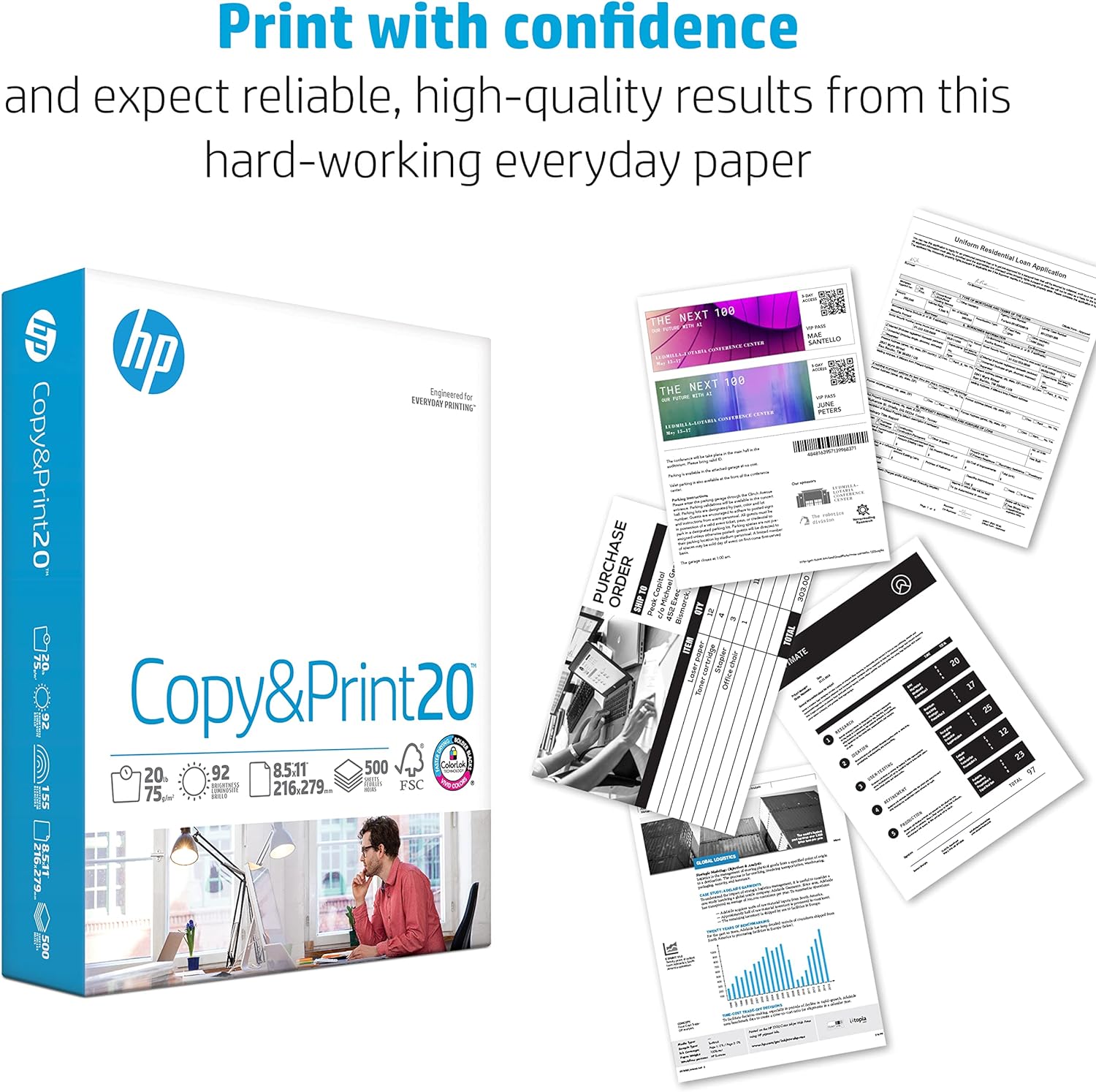 HP Printer Paper | 8.5 x 11 Paper | Copy &Print 20 lb | 1 Pallet - 40 Case - 200,000 Sheets | 92 Bright | Made in USA - FSC Certified | 200060P