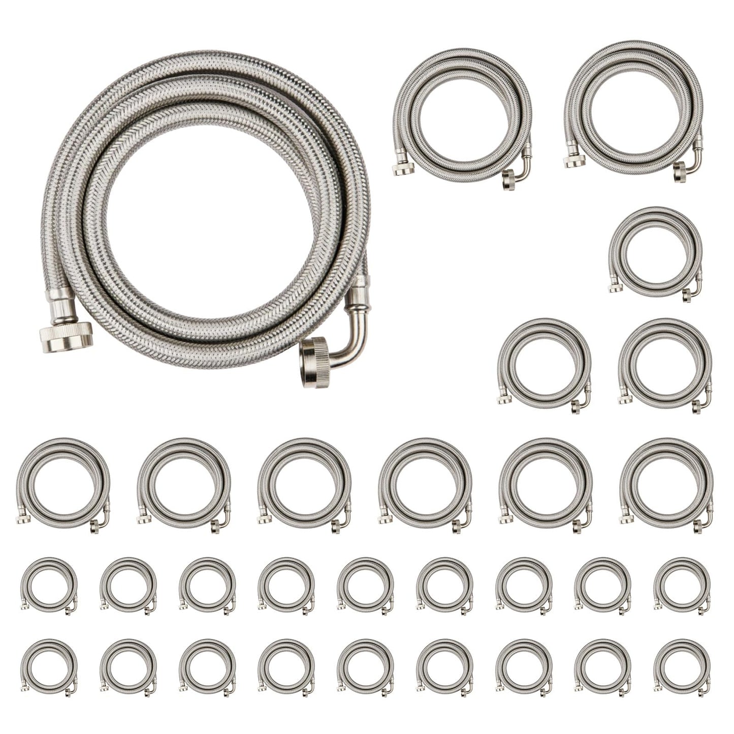 Washing Machine Hoses 4ft, 1 Pack Braided Stainless Steel Washer Hoses with 90 Degree Elbow, Hot and Cold Washer Supply Line, Universal Flexible Laundry Machine Hose for All Washing Machine