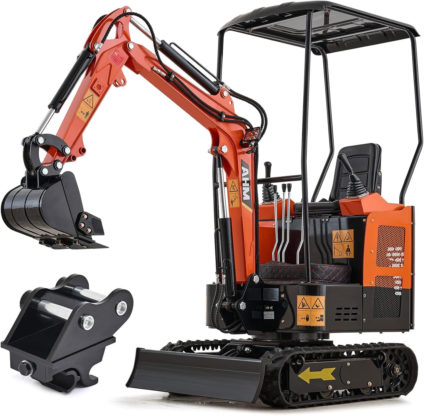 AHM 23HP Mini Excavator Machine with Quick Change Hitch, 1.3 Ton Crawler Excavator with EPA Certified Gasoline Engine, Trench Digger with Canopy & Adjustable Seat for Garden Farm Construction Site