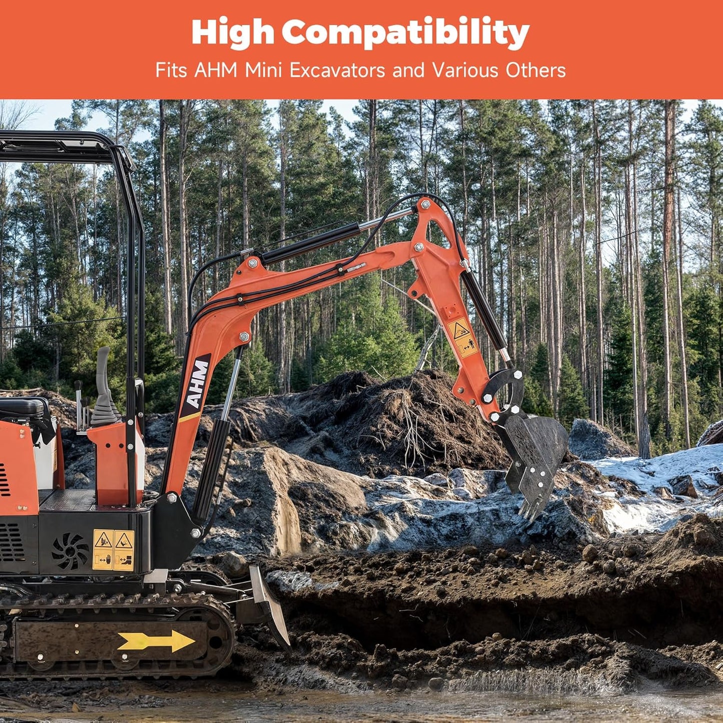 AHM 300mm Narrow Digging Bucket Attachment for Mini Excavators Diggers Trenching, 2 Tons Small Digger Track Crawler Trench Bucket with Metal Teeth 0.98in Hole Diameter