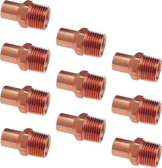 PROCURU 10-Pack 2-Inch Copper Street Male, Fitting Adapter FTG X MNPT, Certified Safe (CWMS0200-10P)