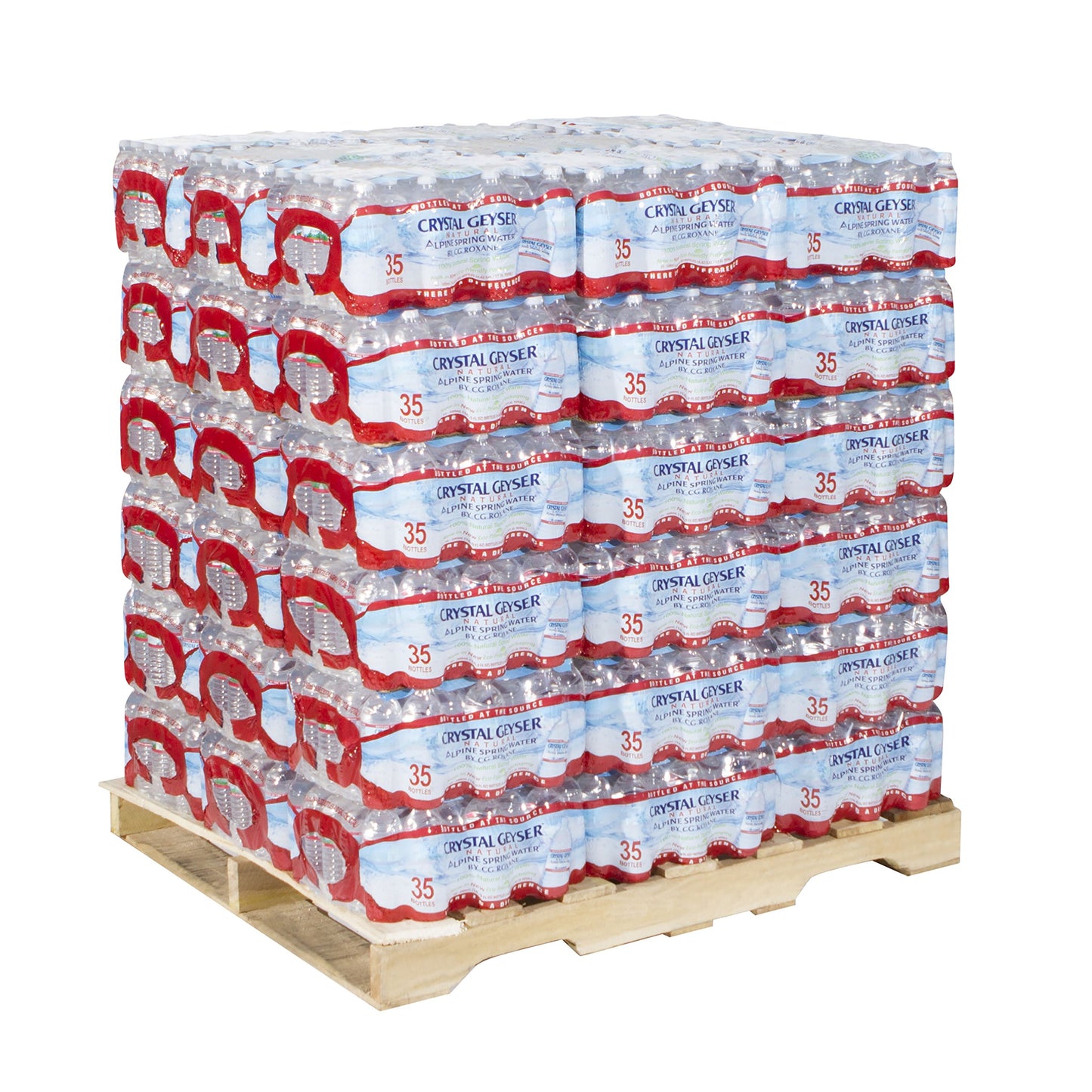 Crystal Geyser Pallet Of 84 Cases, Of Alpine 100% Natural Spring Water, 24 16.9oz bottles per Case, Bottled at The Source