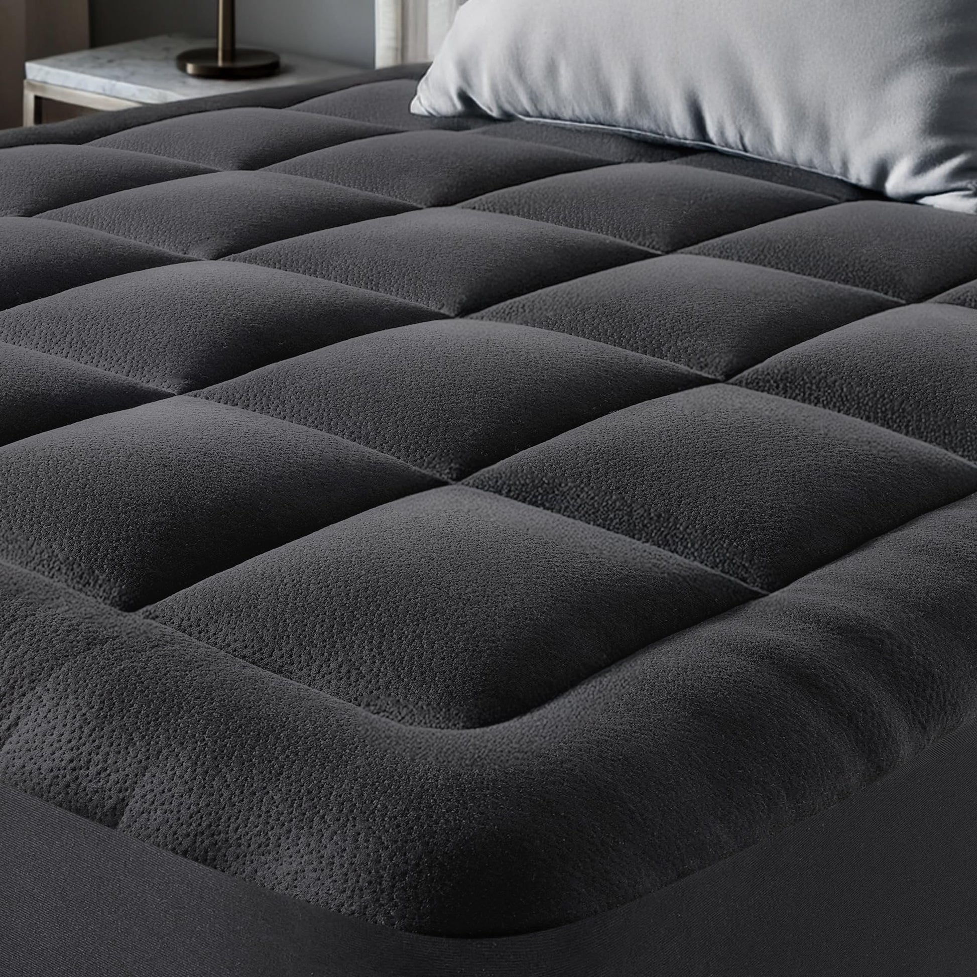 Ultra Soft Queen Size Mattress Topper - Viscose Made from Bamboo Pillow Top Mattress Pad for Back Pain Relief - Naturally Cooling for Hot Sleepers, Green