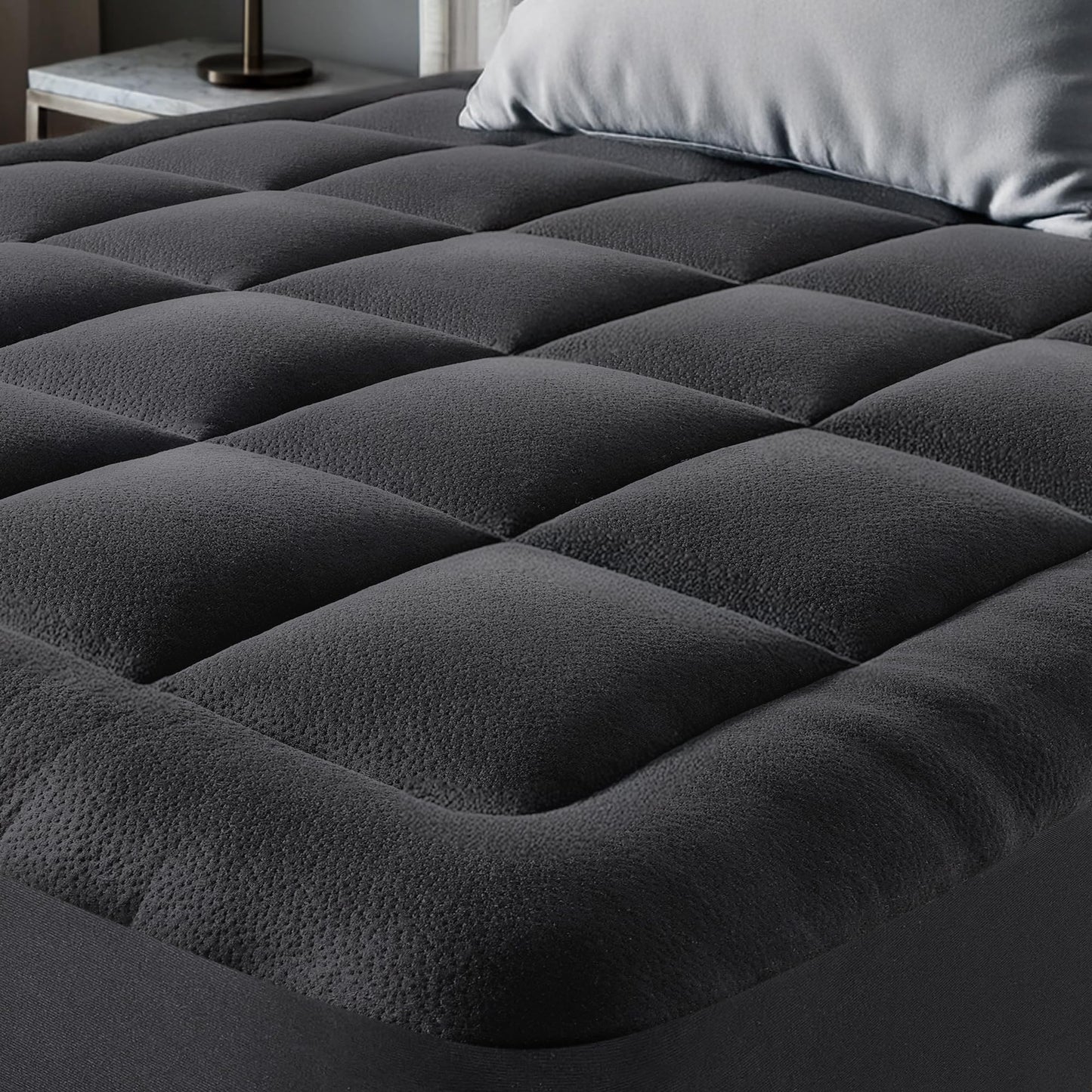 Ultra Soft Queen Size Mattress Topper - Viscose Made from Bamboo Pillow Top Mattress Pad for Back Pain Relief - Naturally Cooling for Hot Sleepers, Green