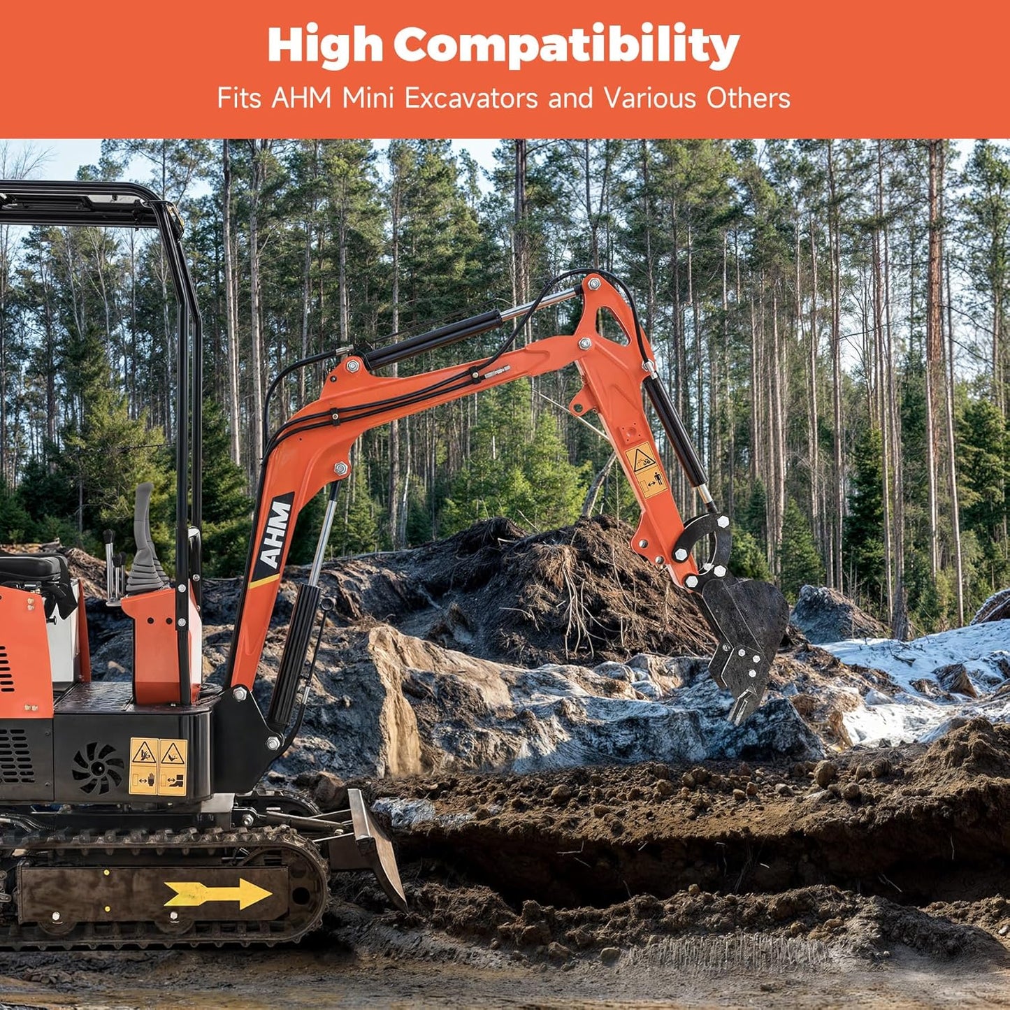 AHM 8" Mini Excavator Narrow Bucket Attachment, 200 mm Trench Bucket for Mini Excavators Diggers up to 2 Tons, Heavy Duty Digging with Metal Teeth