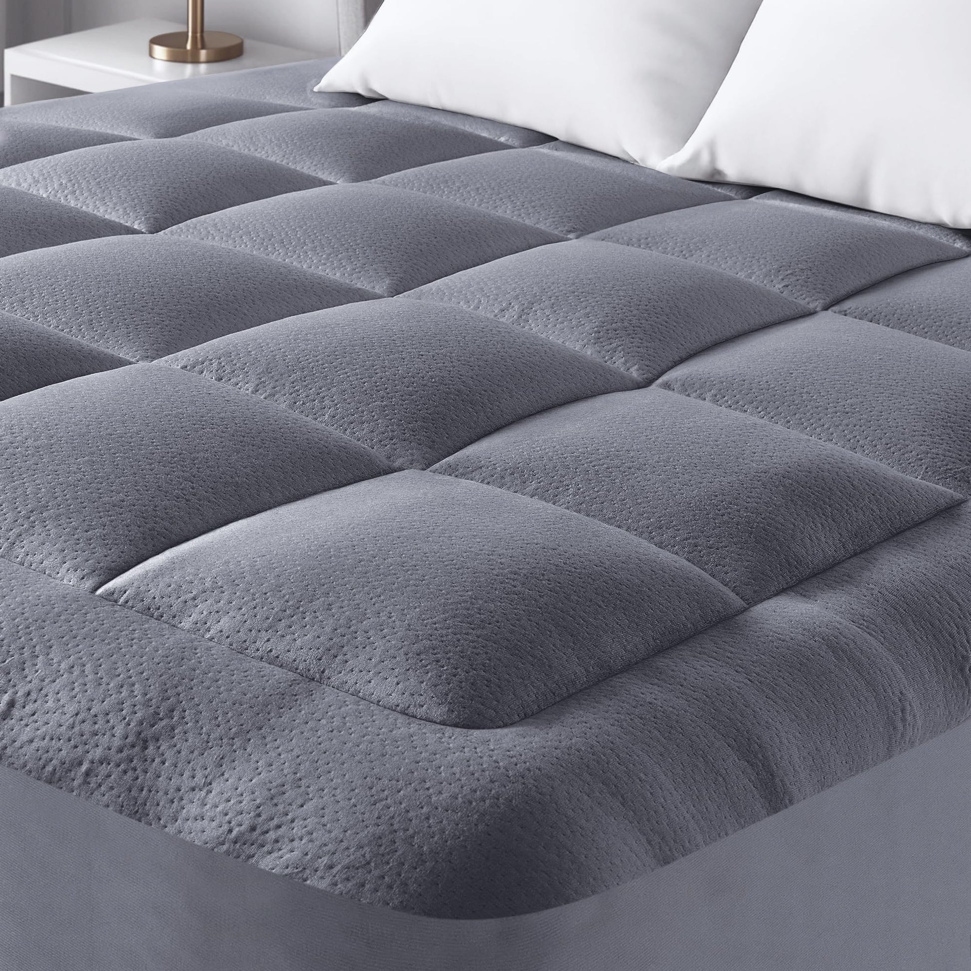 Ultra Soft Queen Size Mattress Topper - Viscose Made from Bamboo Pillow Top Mattress Pad for Back Pain Relief - Naturally Cooling for Hot Sleepers, Green