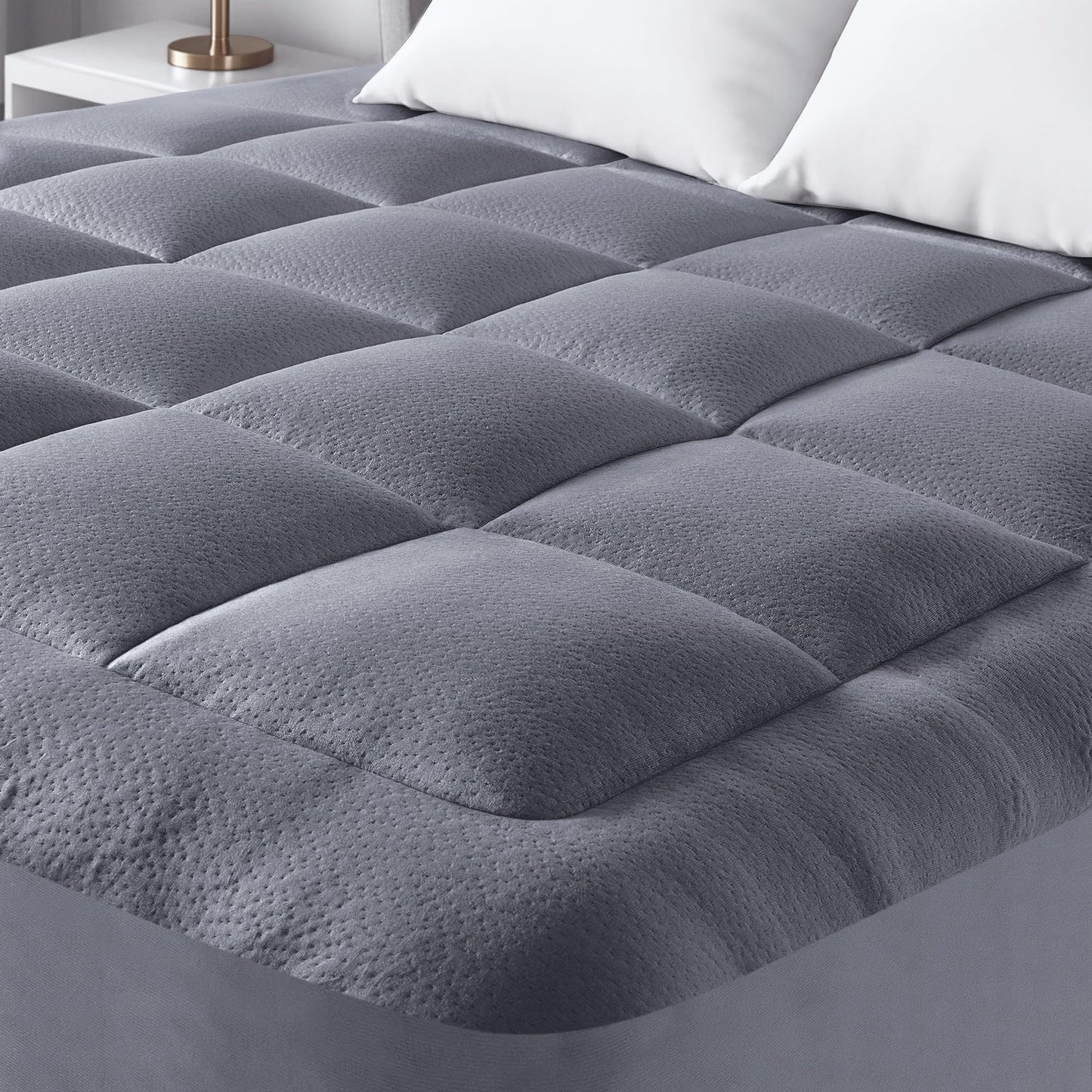 Ultra Soft Queen Size Mattress Topper - Viscose Made from Bamboo Pillow Top Mattress Pad for Back Pain Relief - Naturally Cooling for Hot Sleepers, Green