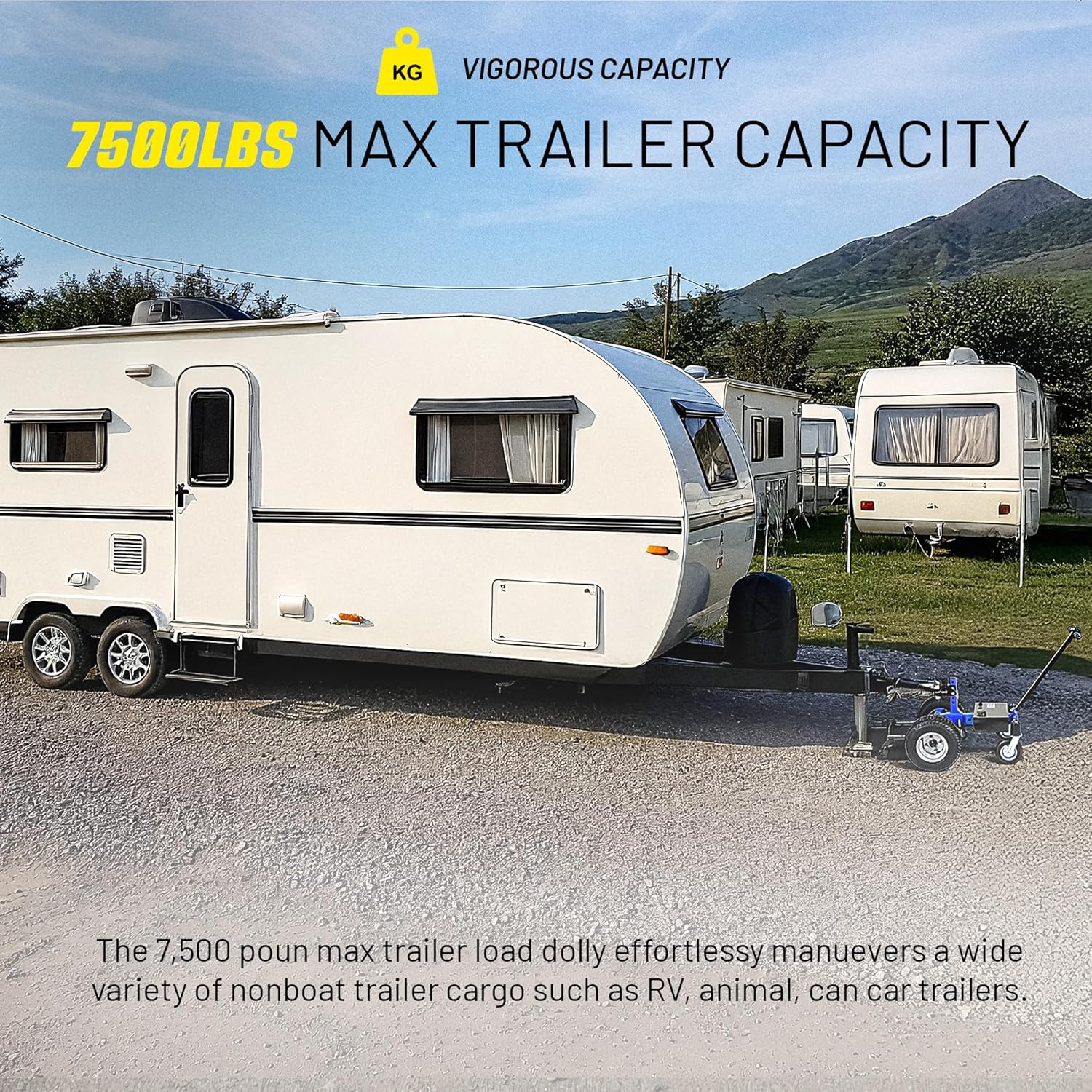 Goodyear Electric Trailer Dolly Super-Duty 7500lbs Max Trailer Weight, 5500lbs for Boats, 1100lbs Tongue Weight, All-Terrain Wheels Ideal for RVs, Toy Haulers, Car Trailers, and Campers