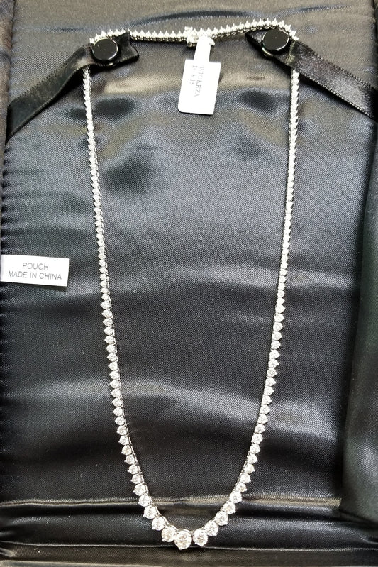 3 to 20 Carat NATURAL REAL Round 14K White Gold 17 "Graduating Diamond Tennis Riviera Necklace (H-I Color, SI1-SI2 Clarity) Graduating Ultra Premium Collection 3 Prong
