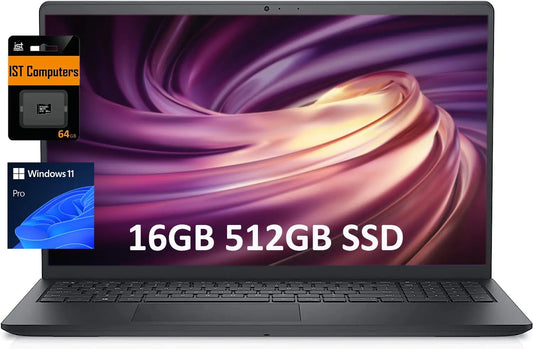 Dell Inspiron 15 15.6" Business Laptop (FHD WVA Anti-Glare Intel 4-Core i5-1135G7 16GB RAM 512GB SSD Iris Xe Graphics) Numeric Keypad Webcam Wi-Fi 2024 Inspiron 3000 3520 Win 11 Pro Black